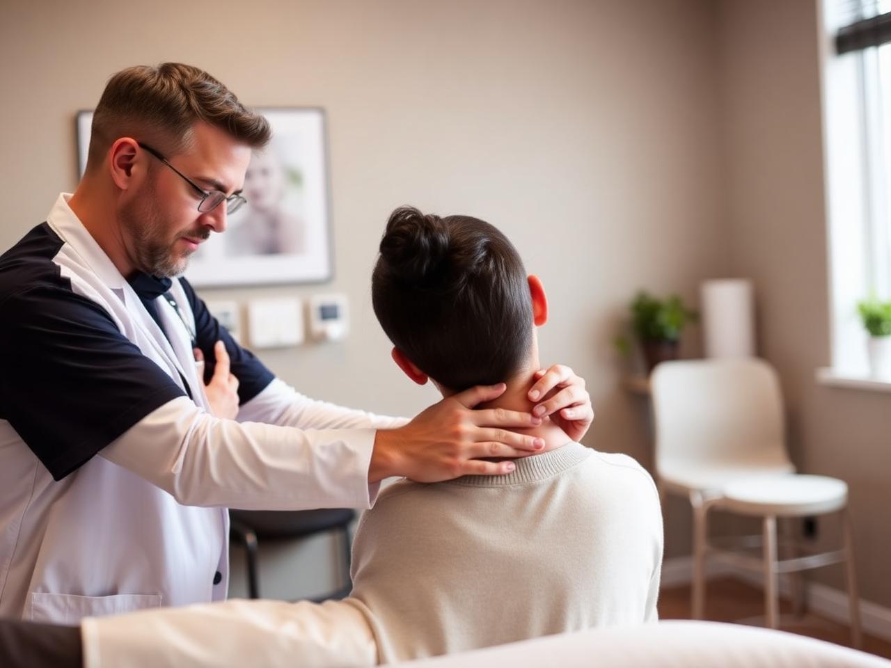 Chiropractor evaluating a patient after an auto accident